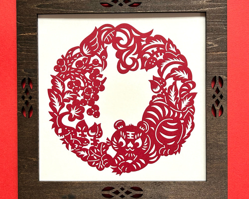 【ハンドメイド】切り絵 アート 虎&チーター　大きい　切り絵本体のみオーダー可能 1cd85d8501f4e627ed5cbae3ee5d8b