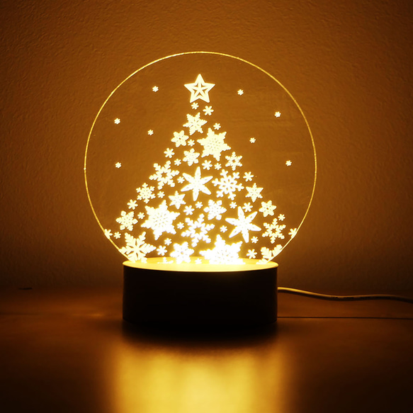 特集掲載】雪の結晶 クリスマスツリー アクリルライトスタンド
