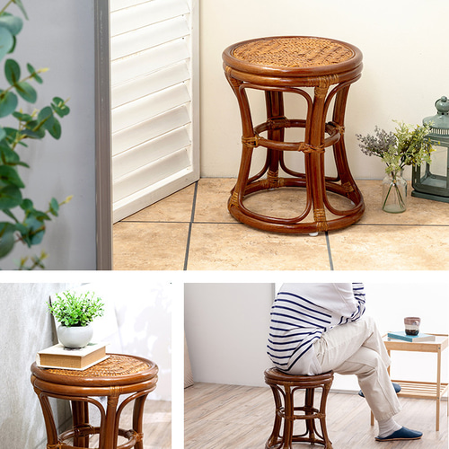 NEW天然籐スツール ブラウン ラタン 籐 チェア 椅子 椅子（チェアー