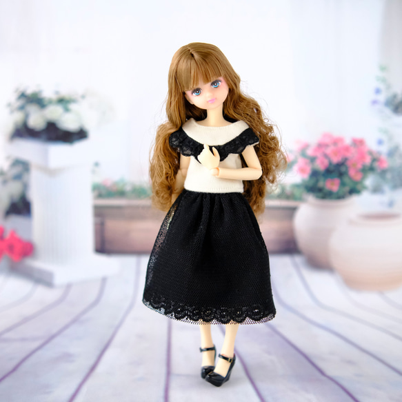 リカちゃん服 襟付きブラウス チュールスカート セットアップ