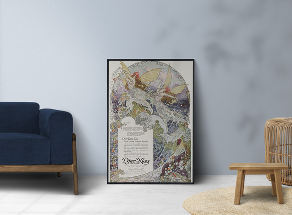 【NO.291】ベビーパウダーのヴィンテージ広告アートポスター☆海人魚ファンシー絵本おとぎ話メルヘンアンティークA3A2 11枚目の画像