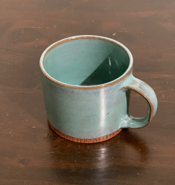 陶器　緑青のマグカップ 5枚目の画像