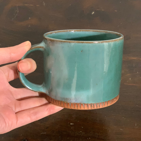 陶器　緑青のマグカップ 9枚目の画像