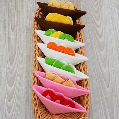 フェルトのおままごと☆フルーツサンドセット おもちゃ・人形 *Blue