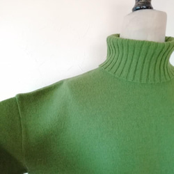 輕盈蓬鬆保暖羊毛混紡高領套頭衫葉綠 第5張的照片