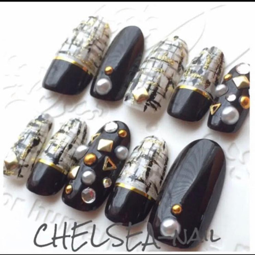 ブラックツイードネイル ネイルチップ（つけ爪） CHELSEA-nail 通販