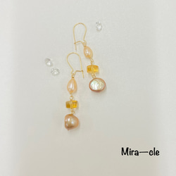 14kgf☆【染め淡水パール】フレンチフックピアス ～Mira-cle～ ピアス