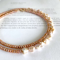 SV925製ナバホパールとマグネサイトのデザインネックレス　60cm long 80-90cm ナバホパールスタイル-SV925：3mmボールチェーン