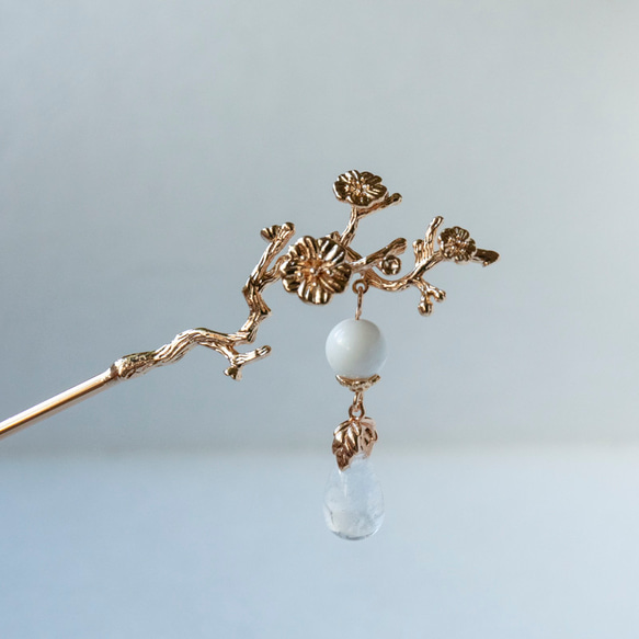 アンティーク調 ハンドメイド 天然石 かんざし ハンドメイド 色見草の簪・秋しぐれ 落ち葉 かんざし 天然石