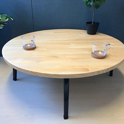 送料無料】 ローテーブル 丸形 90cm パイン ナチュラル 折りたたみ脚