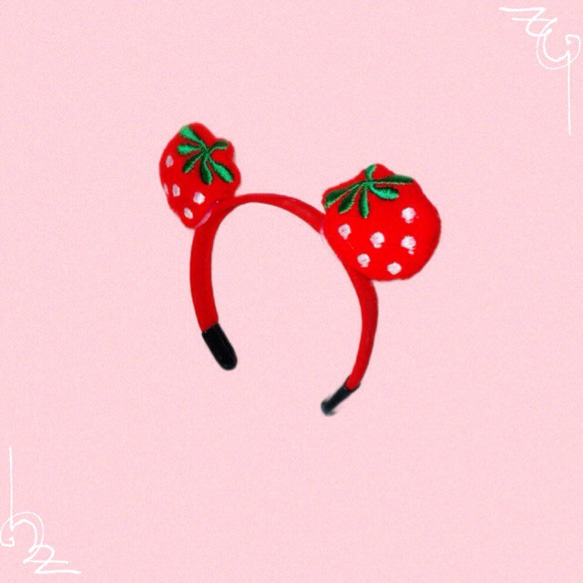 送料無料☆彡W苺いちごイチゴカチューシャ〜猫のカチューシャ ペット服