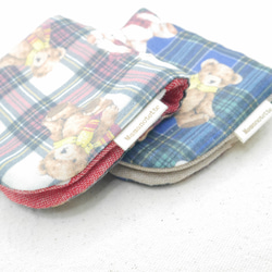 Teddy Bear Check テディベアチェック｜S・10×20cm｜Fuwamokoガーゼハンカチ 4枚目の画像
