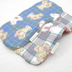 Teddy Bear Check テディベアチェック｜S・10×20cm｜Fuwamokoガーゼハンカチ 2枚目の画像