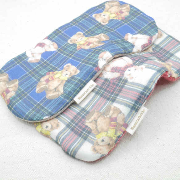 Teddy Bear Check テディベアチェック｜S・10×20cm｜Fuwamokoガーゼハンカチ 2枚目の画像