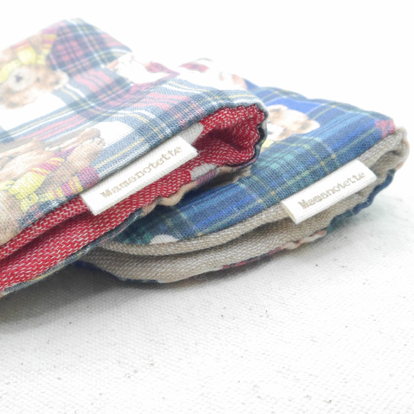 Teddy Bear Check テディベアチェック｜S・10×20cm｜Fuwamokoガーゼハンカチ 8枚目の画像