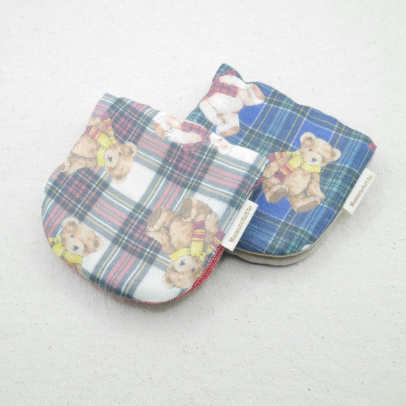 Teddy Bear Check テディベアチェック｜S・10×20cm｜Fuwamokoガーゼハンカチ 1枚目の画像