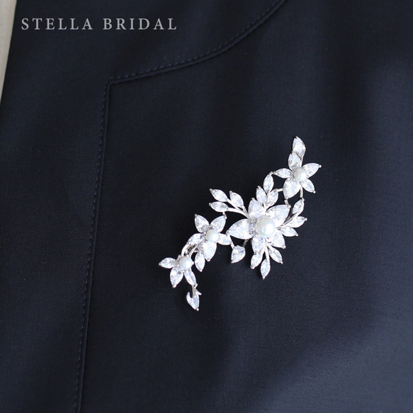 Stella Bridal＊母の日やフォーマルに＊キュービックジルコニアブローチ Helena - ヘレナ【受注生産品】 4枚目の画像