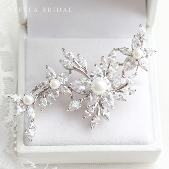 Stella Bridal＊母の日やフォーマルに＊キュービックジルコニアブローチ Helena - ヘレナ【受注生産品】 3枚目の画像