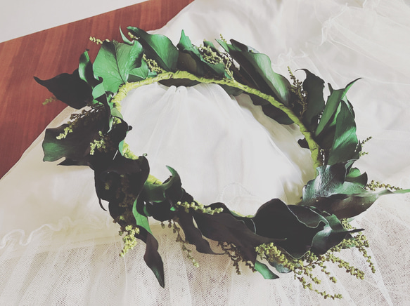 (再×8) グリーンアイビーの花かんむり 5枚目の画像