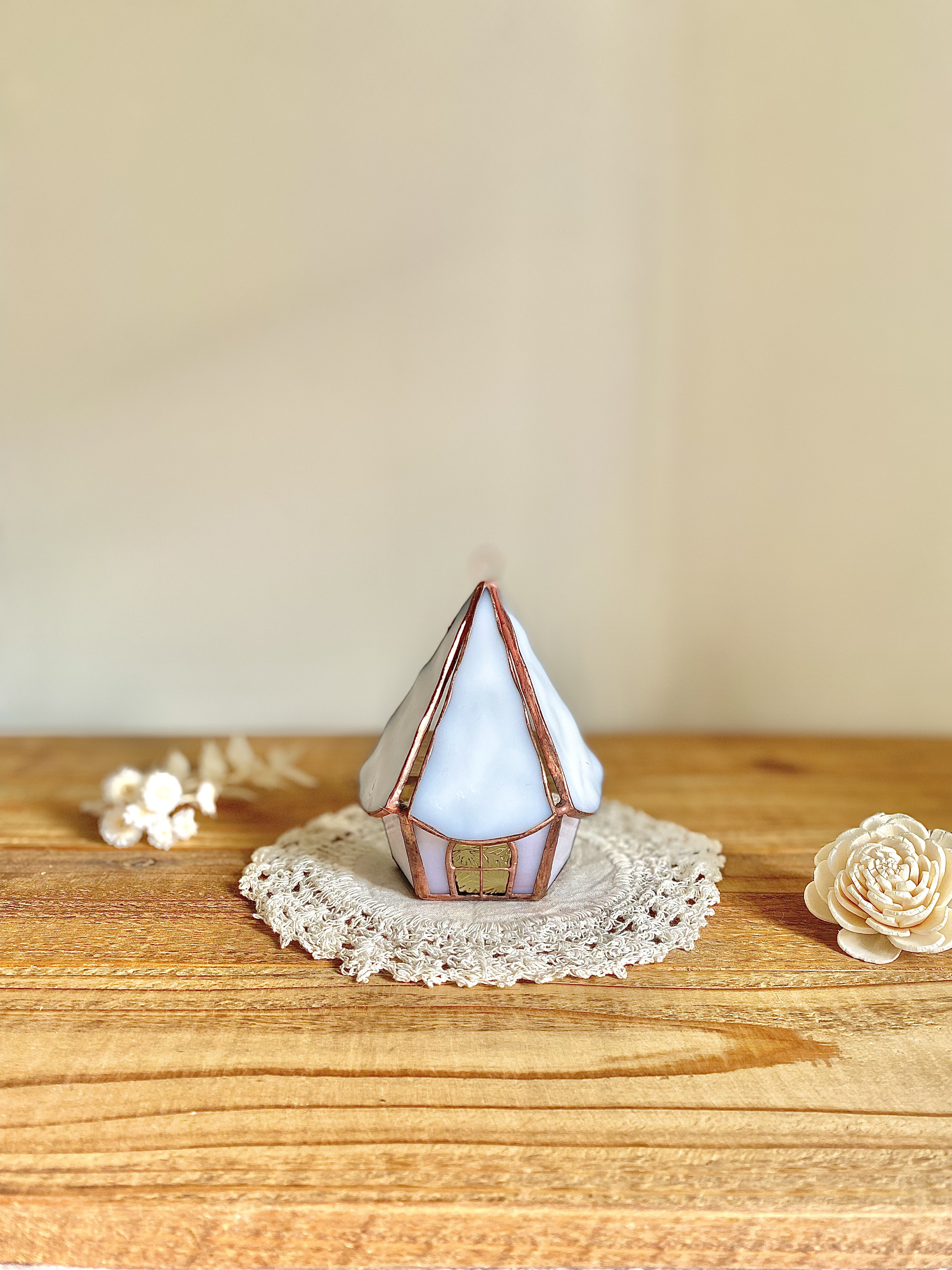 TVCM✩* 北欧の小さなおうち⑅  (ピンクホワイト)  キャンドルホルダー HP-73