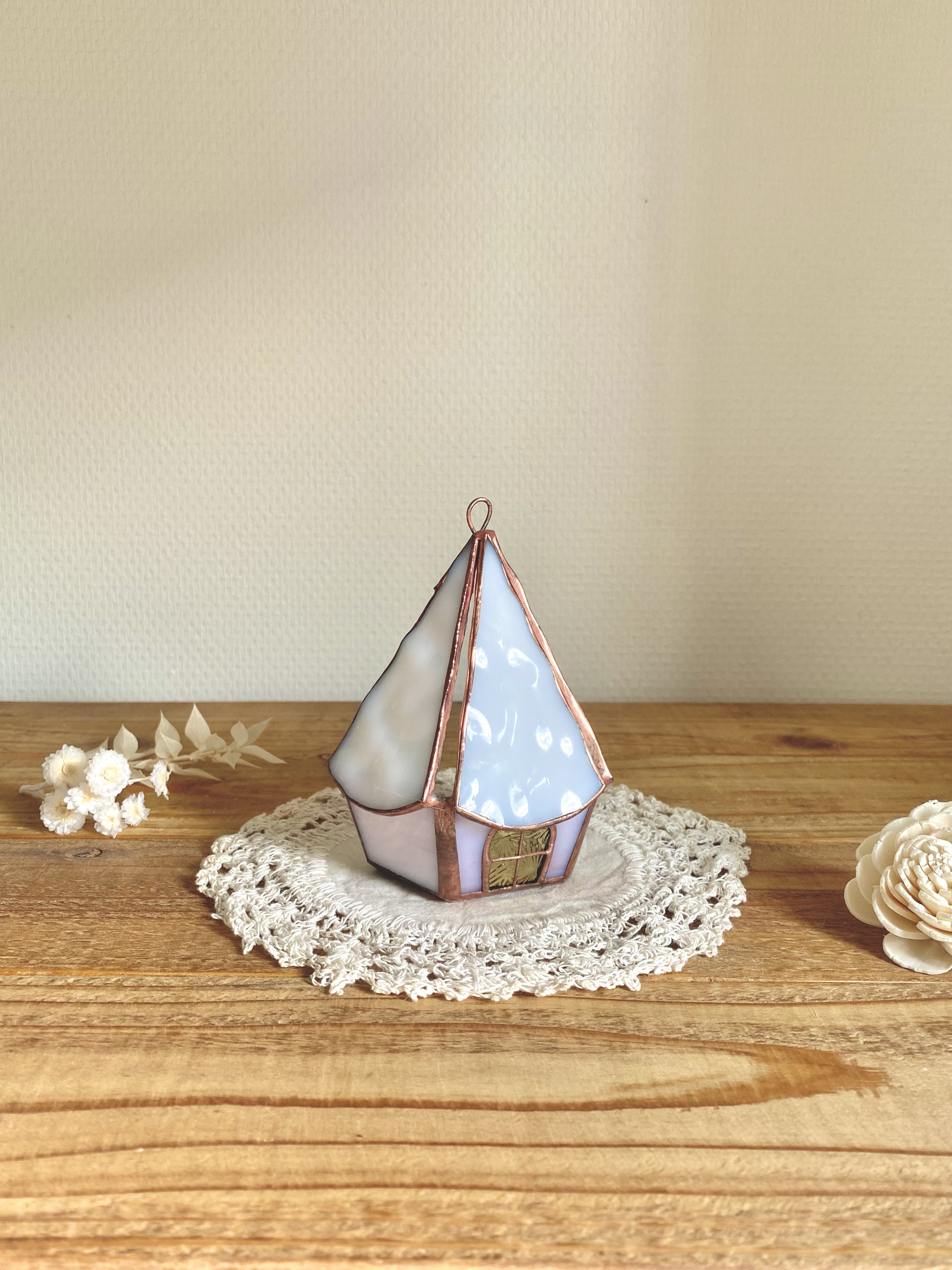 TVCM✩* 北欧の小さなおうち⑅  (ピンクホワイト)  キャンドルホルダー HP-73