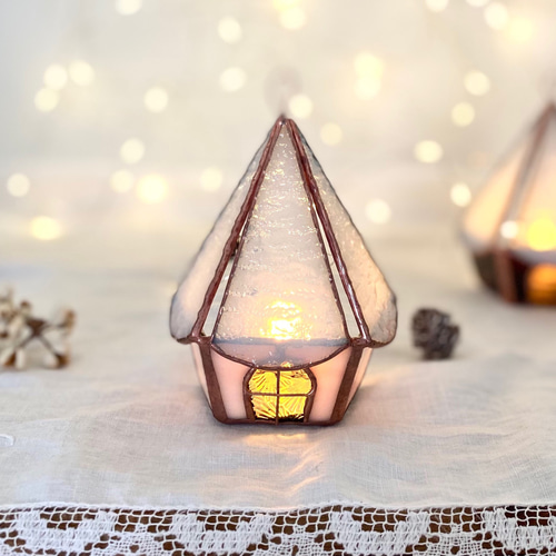 TVCM✩* 北欧の小さなおうち⑅ (ピンクホワイト) キャンドルホルダー