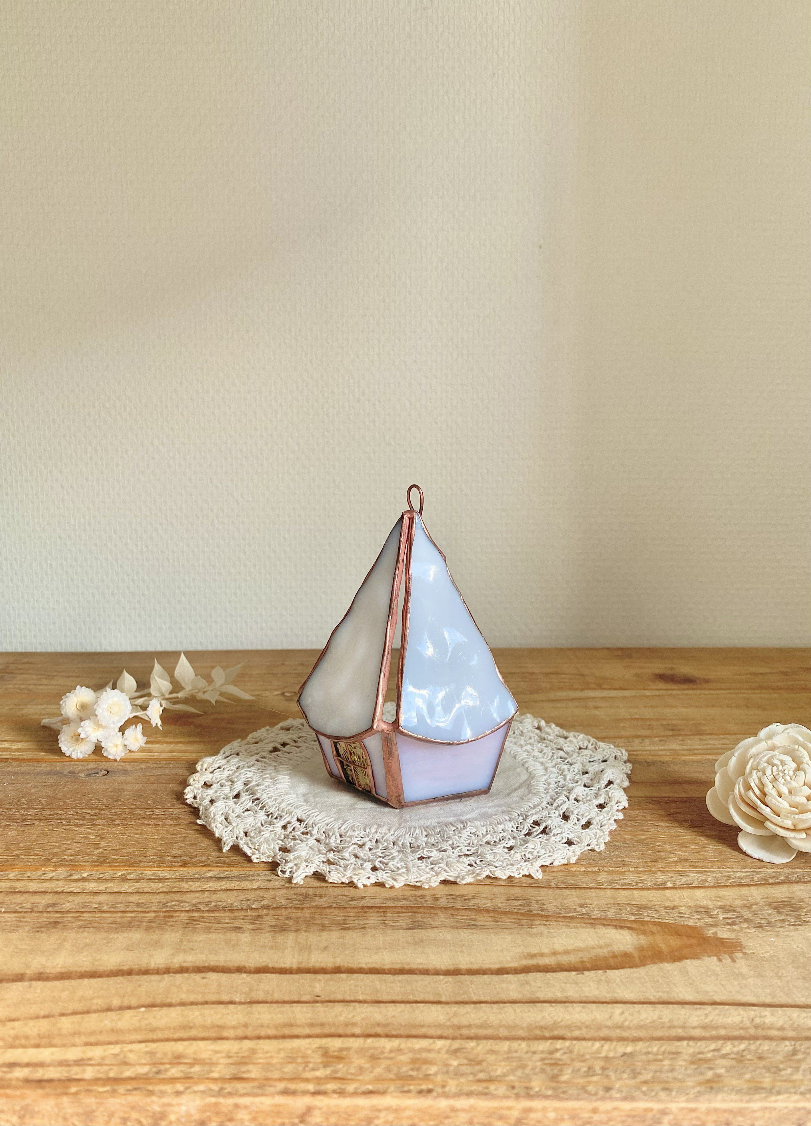 TVCM✩* 北欧の小さなおうち⑅  (ピンクホワイト)  キャンドルホルダー HP-73