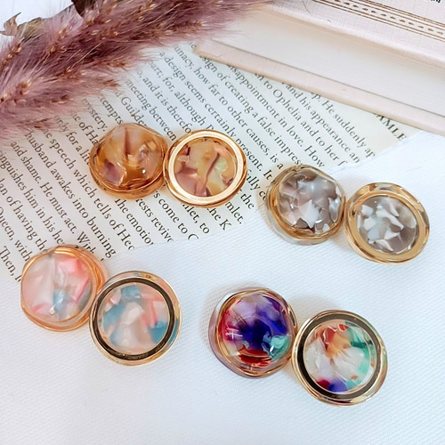 2個】変形 ニュアンス デザインカボション バックフラット アクリル 