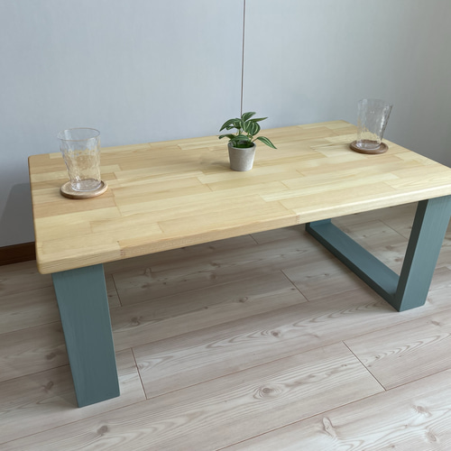 【サイズオーダー可】木のぬくもり感じるロ―テーブル・N×グリーン サイズオーダー可】木のぬくもり感じるロ―テーブル・ﾅﾁｭﾗﾙ×ｸﾞﾘｰﾝ