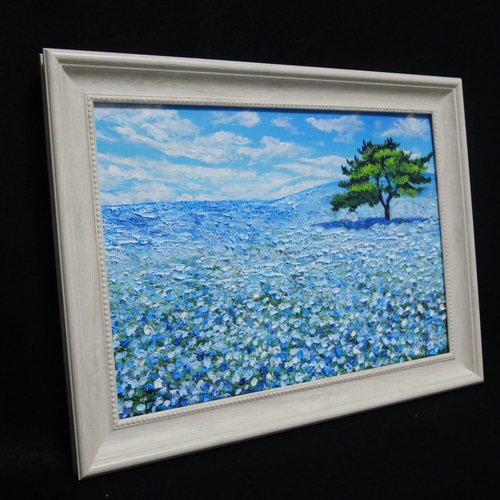 油絵 油彩 油彩画 絵画【ネモフィラの丘】 絵画 HR 通販