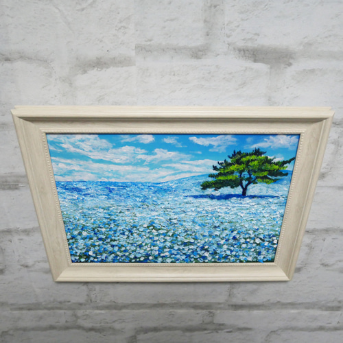 油絵 油彩 油彩画 絵画【ネモフィラの丘】 絵画 HR 通販