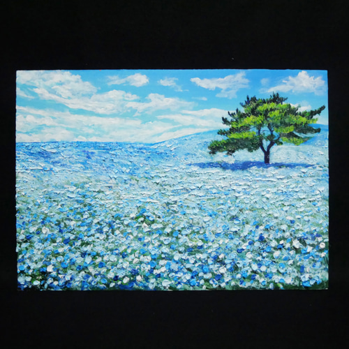 油絵 油彩 油彩画 絵画【ネモフィラの丘】 絵画 HR 通販