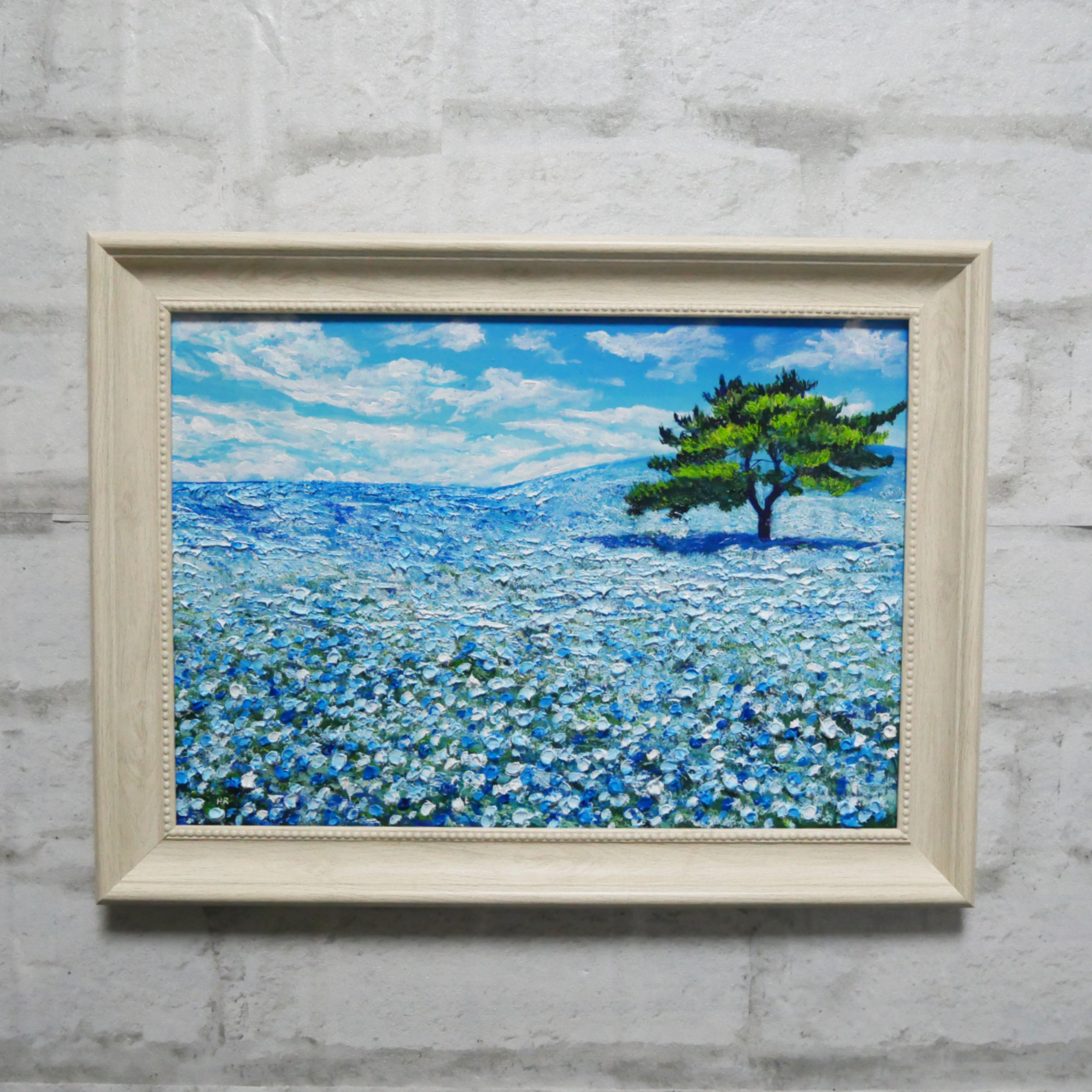 油絵 油彩 油彩画 絵画【ネモフィラの丘】 絵画 HR 通販