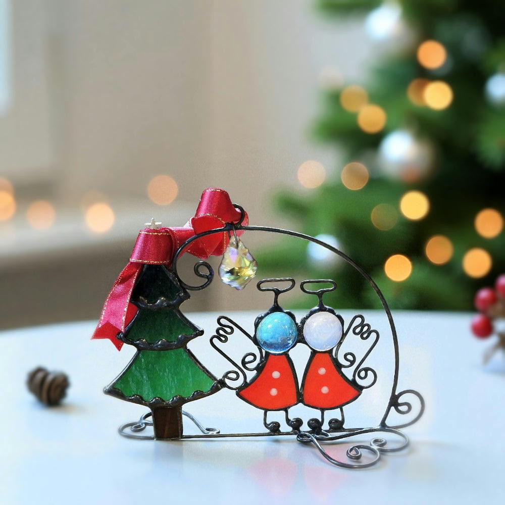 クリスマス エンジェル 天使 オーナメント サンキャッチャー ステンドグラス