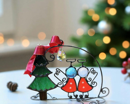 クリスマス エンジェル 天使 オーナメント サンキャッチャー ステンド