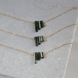 Diamond×Green Tourmaline necklace：ダイヤモンド×トルマリン　K10YG/14kgf 3枚目の画像