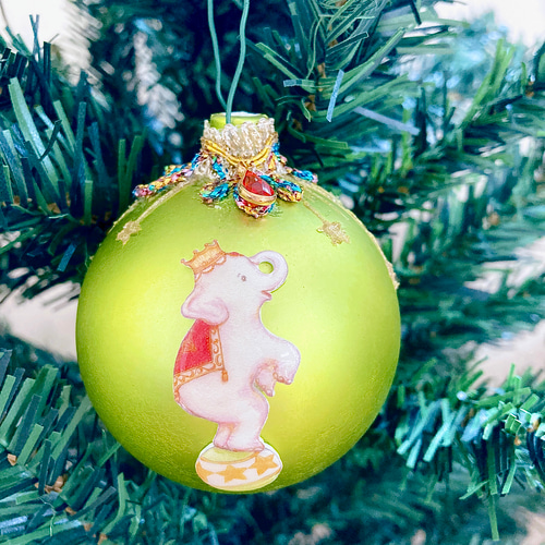 ☆クリスマスオーナメントオーナメントボール 象サーカス オーナメント
