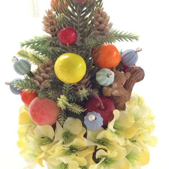 フルーツツリー     （造花、フルーツ、父の日、クリスマス、リス、小さめ） 3枚目の画像