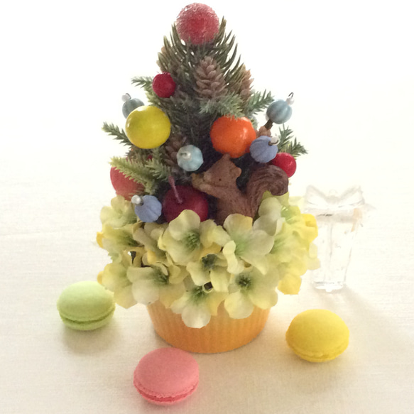 フルーツツリー     （造花、フルーツ、父の日、クリスマス、リス、小さめ） 1枚目の画像