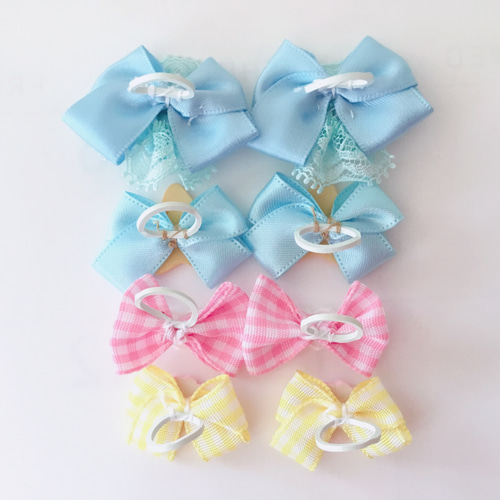 わんちゃん用リボンヘアゴム8個4組☆10037 ペット服・アクセサリー 