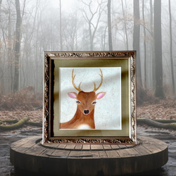 『deer』純金箔の金継ぎアート インテリア シンプル モダン 鹿 動物 一点物  和み 癒し 北欧 運気 風水 1枚目の画像