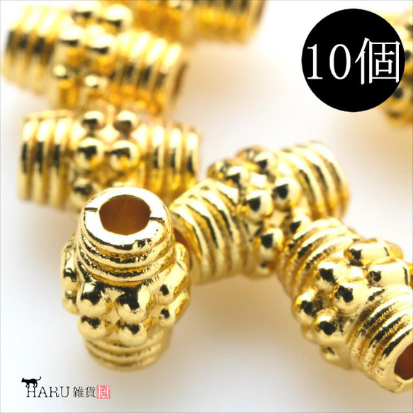 [10 件] 金屬珠★n3/Gold★Spacer Rondel 線圈風格 配件 第1張的照片