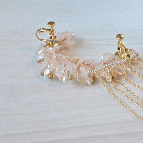 タッセルゴールドイヤリング　ウェディング ゴールド色の earring】ピアス タッセル 着物 和装 ウエディング