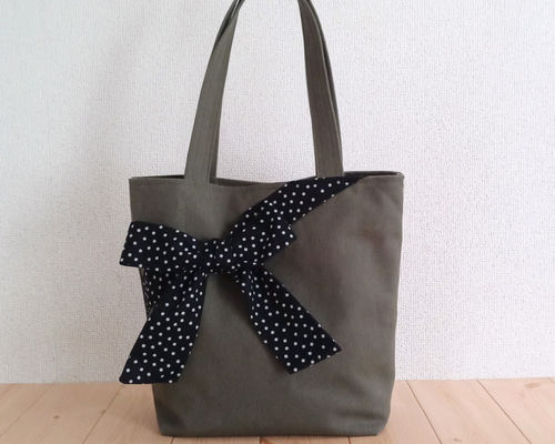 帆布とレザーのトートバッグ　底板付き　ボトルグリーン　ブラック【M】 000000000710-01-l.jpg?t=