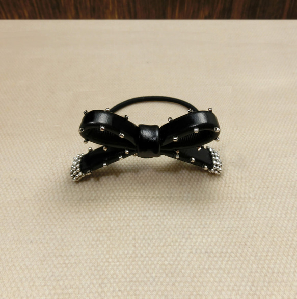 レザーリボン シルバードット ヘアゴム ヘアゴム 千成り360 通販  