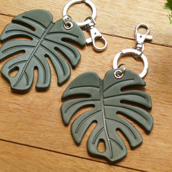 Leather Key Chain - Plant Leaf MONSTERA ( Custom Letter ) 7枚目の画像