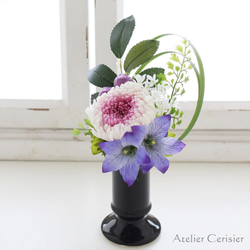 輪菊のお供え花（紫白菊 桔梗）仏花 Sサイズ プリザーブドフラワー 3枚目の画像