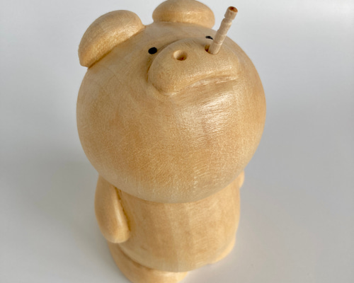 木彫り　ブタちゃん ようじが出る木彫りのブタ その他インテリア雑貨 ケージー工房 通販
