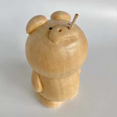 木彫り　ブタちゃん ようじが出る木彫りのブタ その他インテリア雑貨 ケージー工房 通販