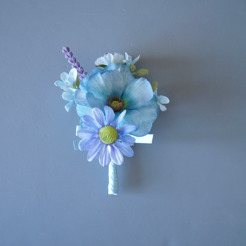 ブーケ アーティフィシャルフラワー 秋のウェディングブーケ ブルー